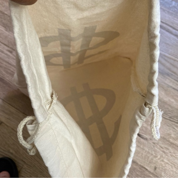 Novelty Drawstring Dollar Sign Cotton Bag - Picture 3 of 5